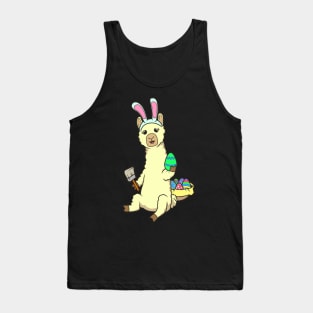 Easter - Cute llama painting Easter eggs Tank Top